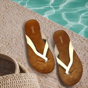 NEW Esprit Flip Flops Womens Size 9 Ivory Thong Sandals Summer Beach